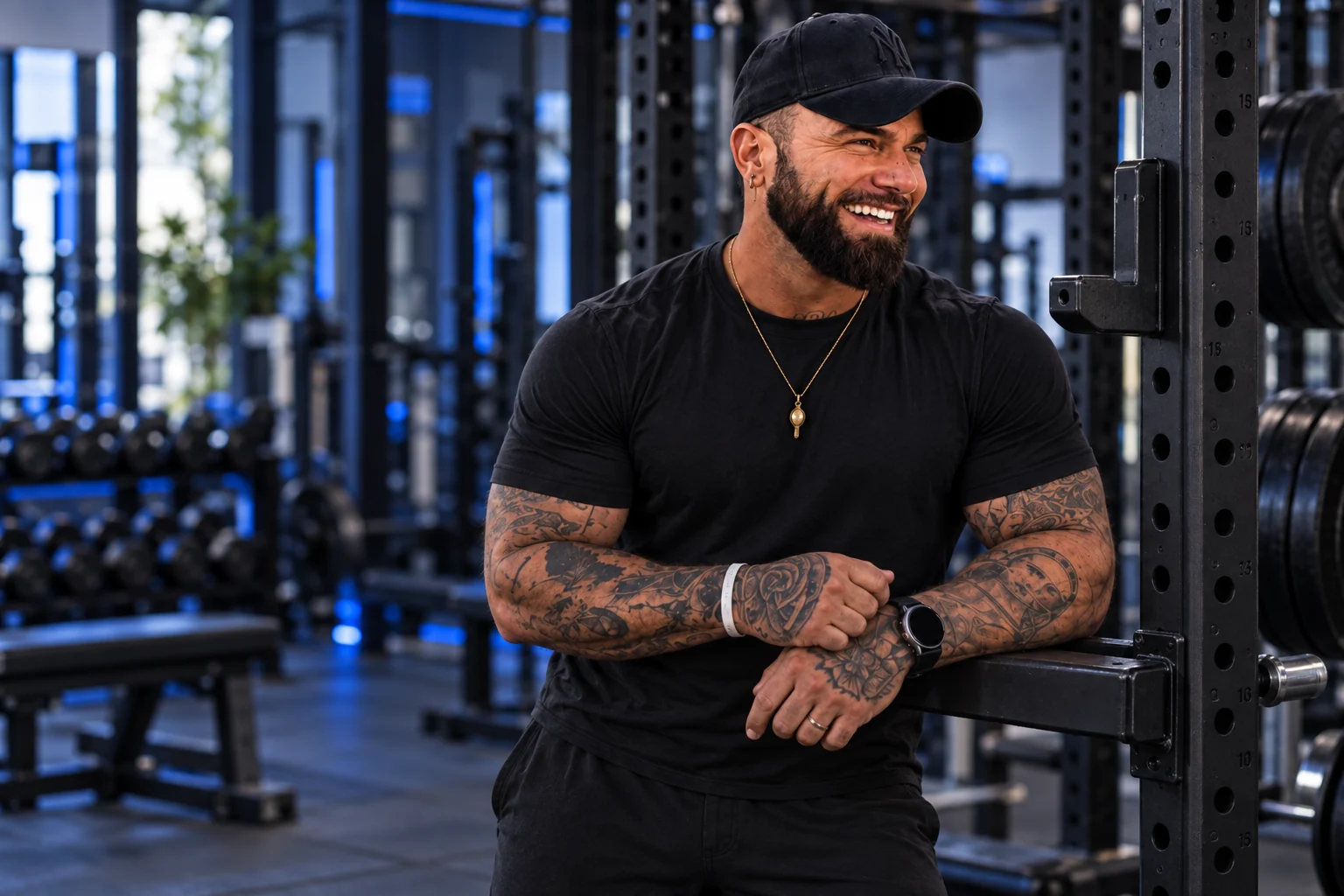AI-generated portrait of Julian Eaton in a strength training gym